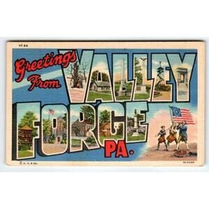 Vintage Linen Postcard Greetings from Valley Forge PA 1940s